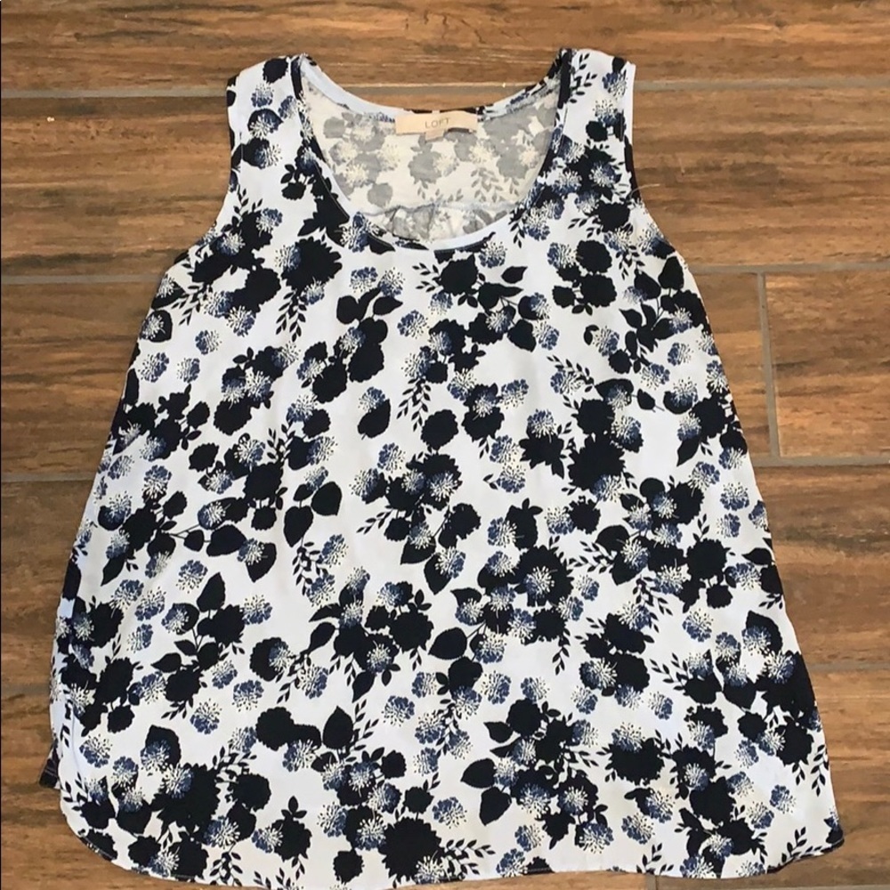 LOFT Women's Small Blue Flowy Floral Dress Tank